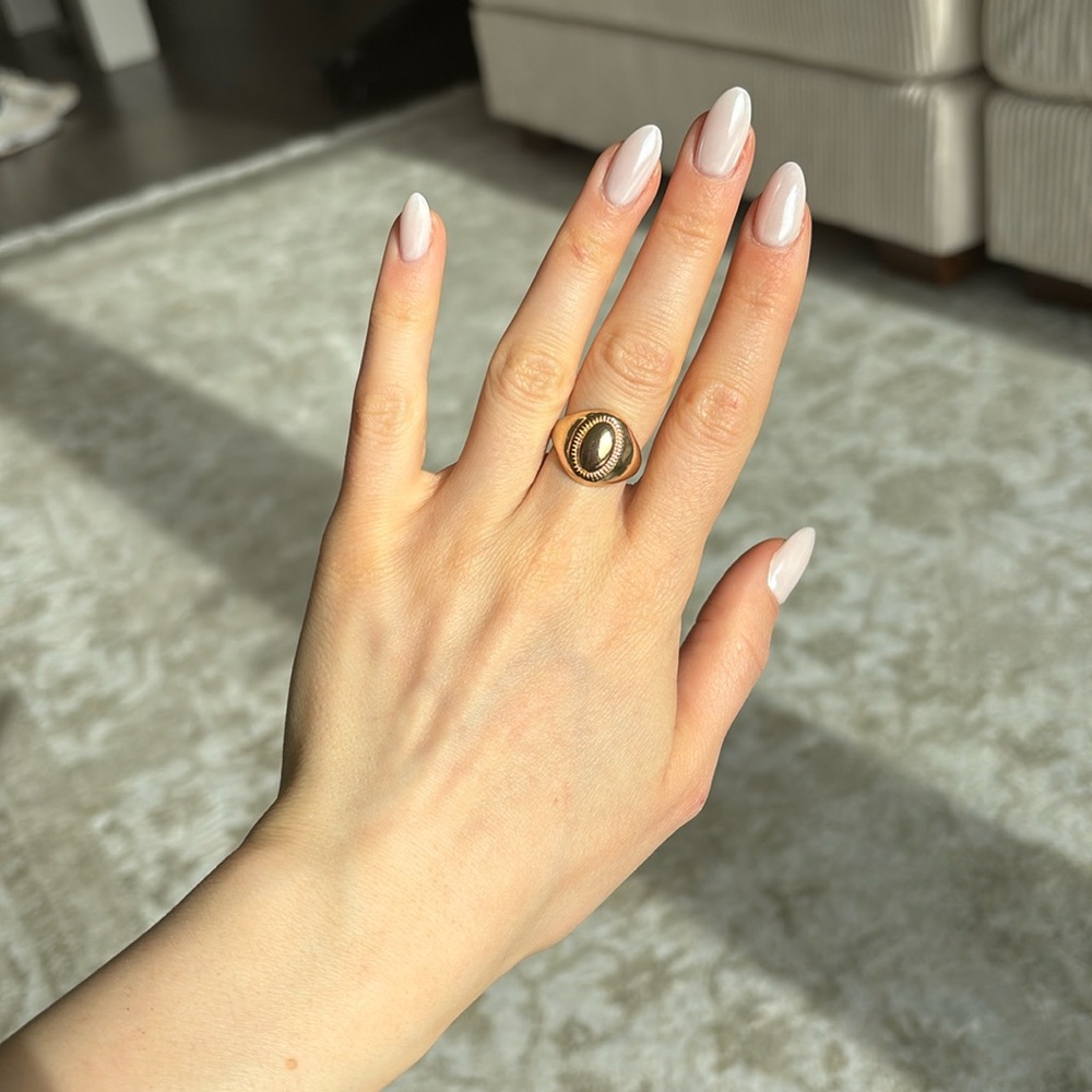 Chunky adjustable sterling silver rose gold  oval round bold ring
